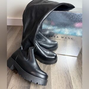 Azalea Wang Surgical Proceed Thigh High Conbat Boot Size 6